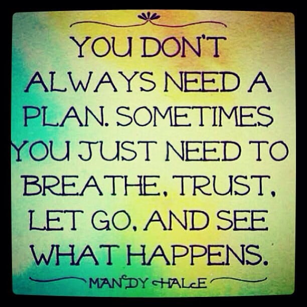 You don't always need a plan. Sometimes you just need to breathe. Trust. Let go. And see what happens.