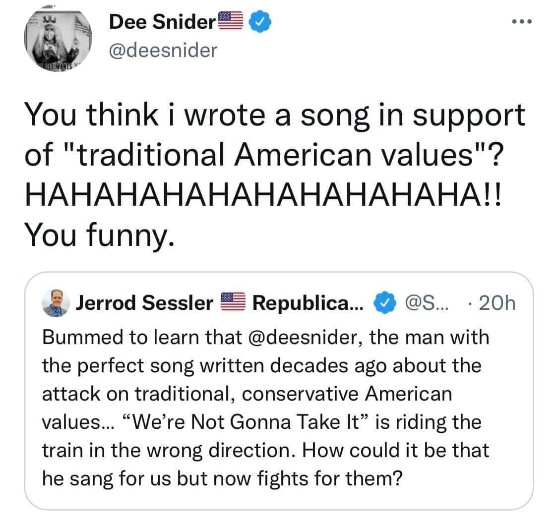 Dee Snider Replying To A Stupid Republican
