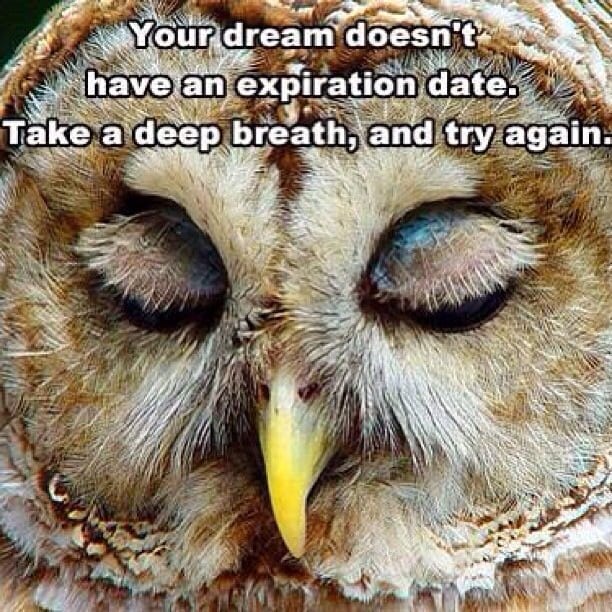 Your dream doesn't have an expiration date. Take a deep breath, and try again.