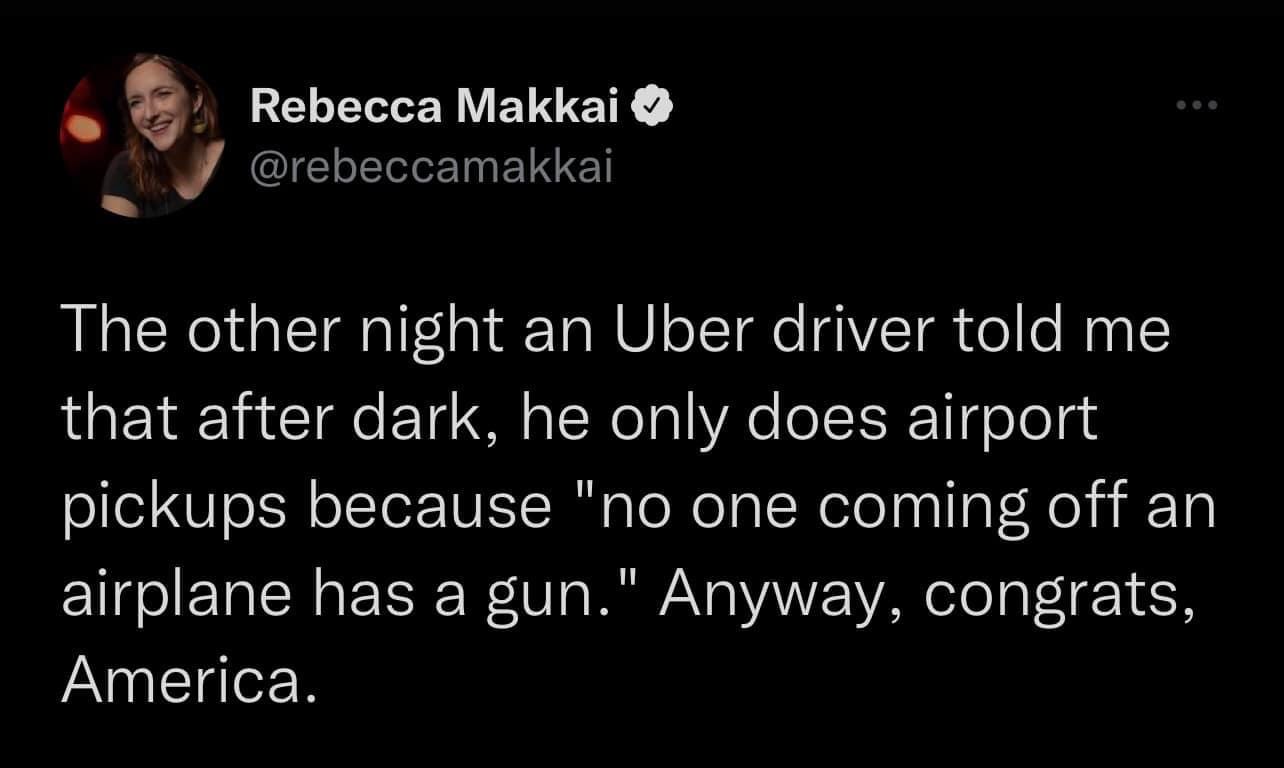 The other night an Uber driver told me that after dark, he only does airport pickups because 