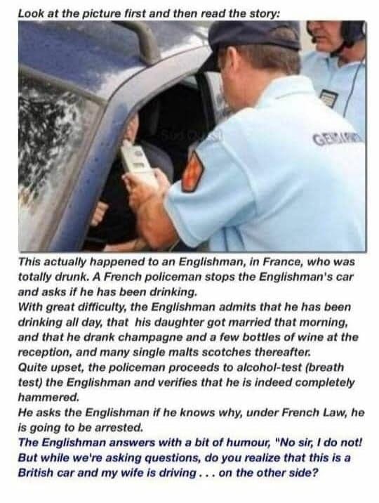 True Story of a Drunk Englishman Getting Pulled Over in France