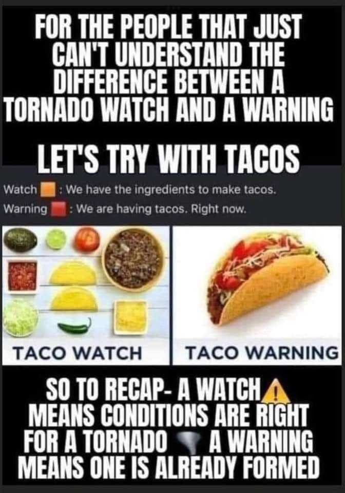 FOR THE PEOPLE THAT JUST CAN'T UNDERSTAND THE DIFFERENCE BETWEEN A TORNADO WATCH AND A WARNING
